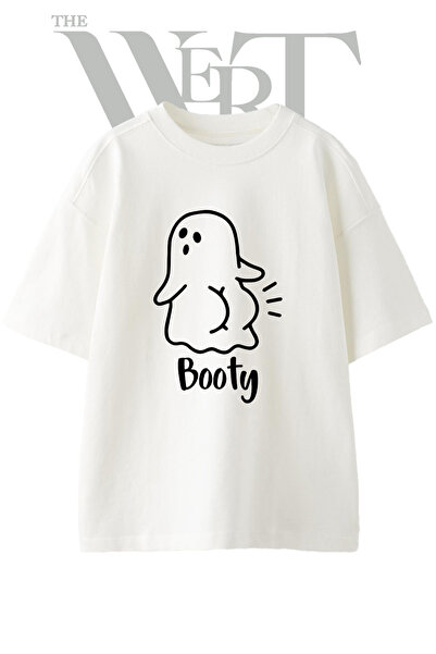 THEWERT Μπλουζάκι Ghost Booty Design με στάμπα Unisex Λευκό Oversize