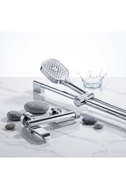 Elysar Set de Dus Complet cu Baterie Cada si Pipa Pliabila, Elysar®, Alama Sanitara Premium, Design Modern, Montaj pe Perete, Cartus Ceramic, Finisaj Cromat Lucios