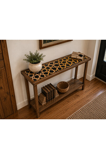 Genel Markalar Wood Tile Decor Çini Desenli Ahşap Dresuar Konsol Masası Alt R...