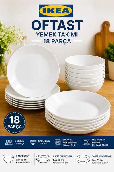 IKEA AKDENİZ 18 PARÇA YEMEK TAKIMI KASE,CUKUR VE SERVİS TABAĞI