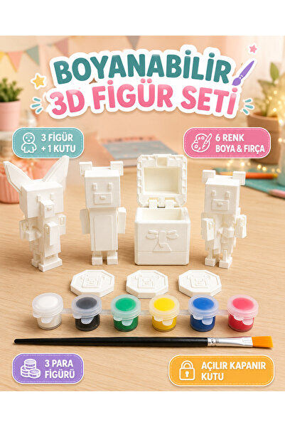 VRDCHLOE Super Bear Adventure 3D Figür Boyama Seti 7 PARÇA 4 FİGÜR 6 Renk Boy...