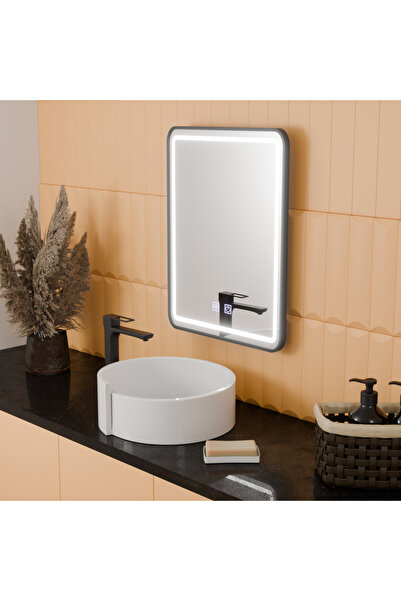 Blackframe Oglindă LED dreptunghiulară, 45x60cm, EDGE Touch, Sistem anti-abur...
