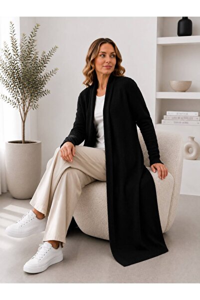 SFG Women's Long Maxi Standard Sleeve and Feathered Knitted Cardigan