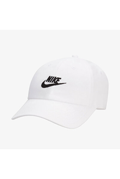 Nike U NK DF CLUB CAP U CB MTSWSH L BEYAZ RENKLİ SİYAH LOGOLU ŞAPKA