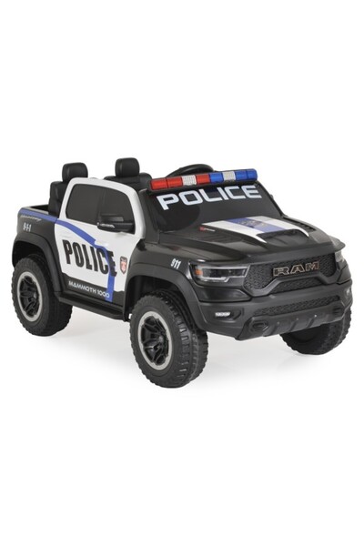 RAM Mașină Electrică Poliție Mammoth 1000 Black, 2 Motoare 35W, Telecomandă, ...