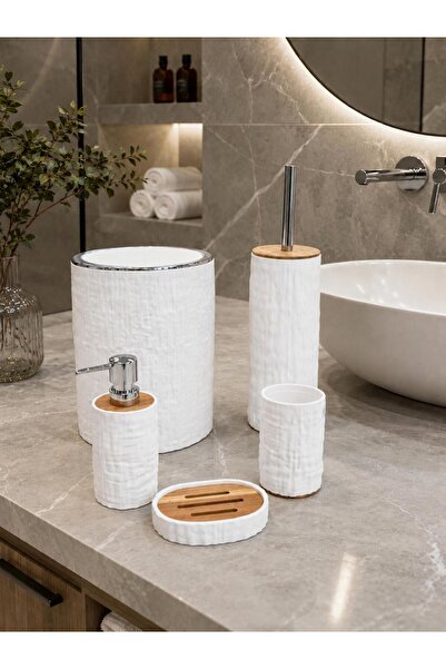 ACAR Acrylic 5-Piece Bathroom Set Tkebt White