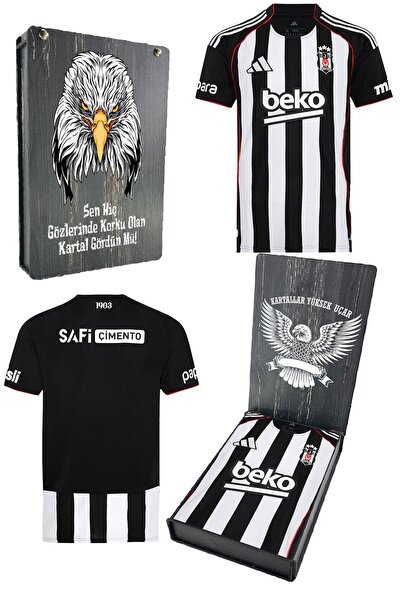 Beşiktaş Original 25/26 Black and White Striped Jersey Bjk Eagle Printed Gift...