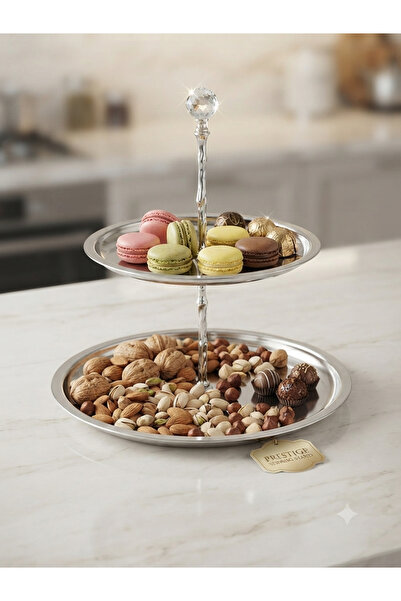PARILTI HOME COLLECTİON حامل كعك من الفولاذ المقاوم للصدأ مكون من طبقتين، صين...