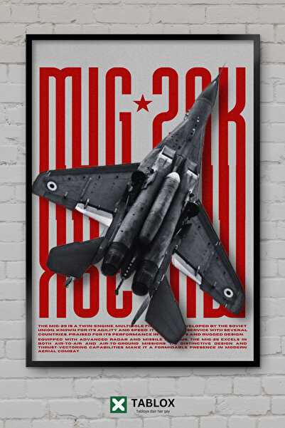 TABLOX Mig28k Avion de luptă cu cadru din lemn, tablou decorativ din MDF