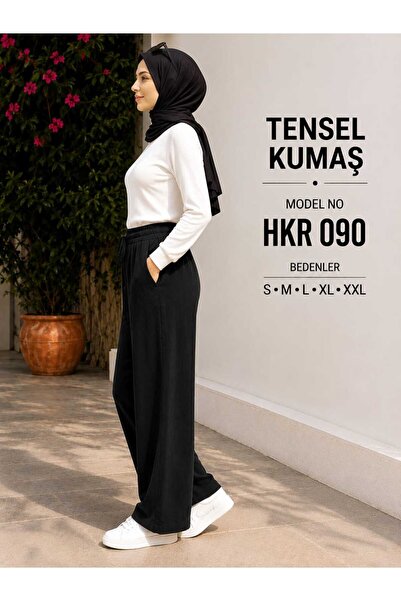 PAYİNİ Women's Tencel Fabric Loose Legs Elastic Waist Comfortable Daily Pants...