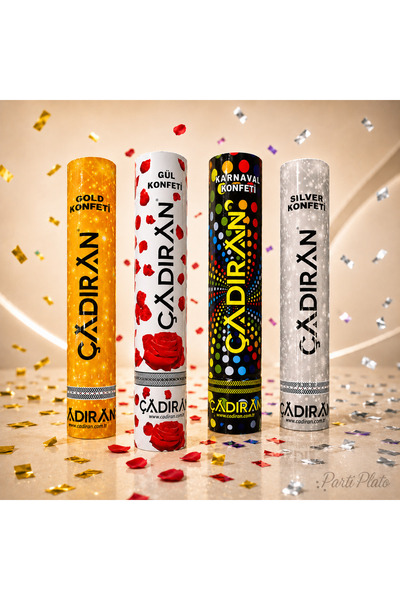 Çadıran Gold Silver Karnaval ve Gül Konfeti 30 cm 4’lü Karışık Paket, Düğün N...