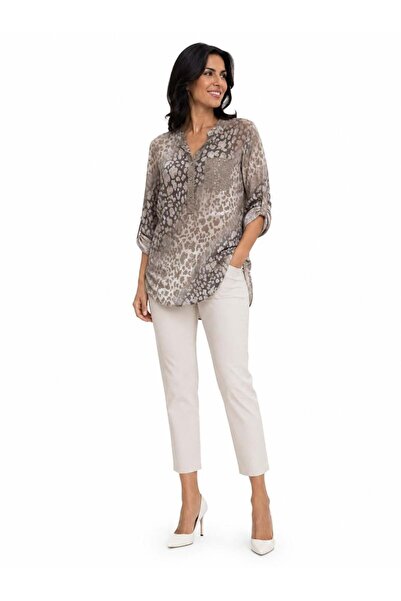 kısmet sepeti Women's Italian Leopard Pattern Sequin Detailed Pocketed Long S...