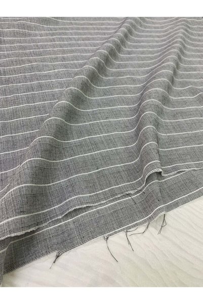 Yiğit Kumaş Mixed Striped Linen Fabric - Gray and White Stripes