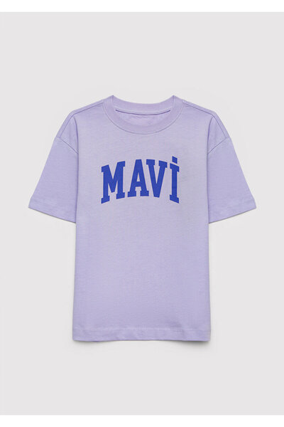 Mavi Logo Printed Purple T-Shirt
