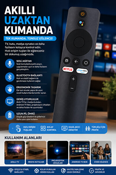 ALL FAST Android TV Uyumlu Akıllı Televizyon Kumandası | Evrensel TV Box Kuma...