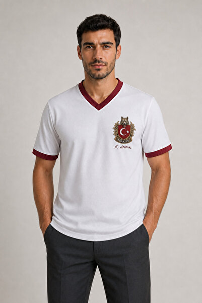cc collection Unisex Τουρκία Bozkurt με στάμπα τουρκικής σημαίας Λευκό Τζέρσε...