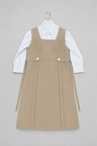 Jood Girls' School Apron with Pleats and Side Straps