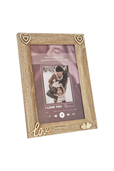 Generic Brand Rama Foto Love 10x15 cm cu Ornamente din Lemn - Cadou pentru Va...