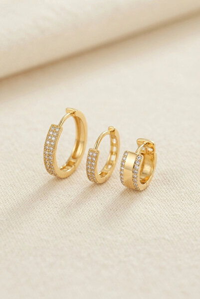 shopwave Krm Set of 3 Gold Color Hoop Model Earrings Krm