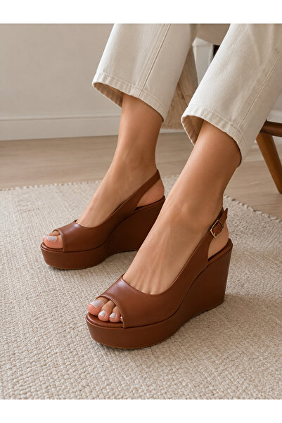 ARDSU Brown Leather High Wedge Heel Women's Shoes Stylish Design with Comfort...