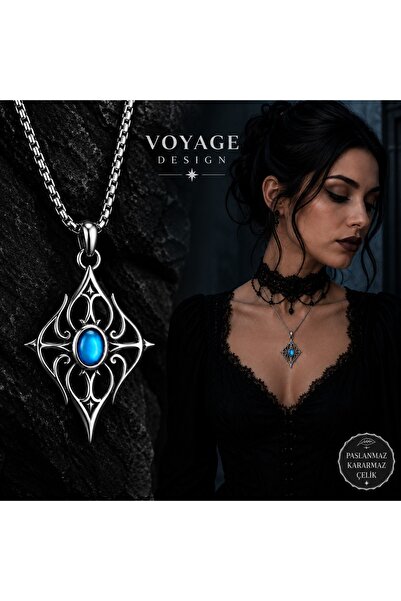 voyageaccessory Stainless Steel Minimal Vintage Style Cz Gothic Women's Necklace