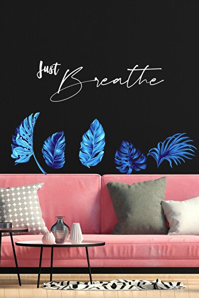 Sim Tasarım Blue Tropical Leaves Wall Sticker Set