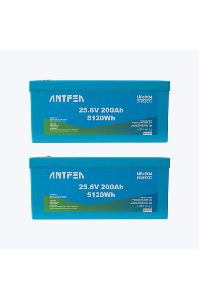 Antfea 25.6V 200Ah ABS Lityum Akü Akıllı Ekran Bluetooth LiFePo4 2 Adet - 10....