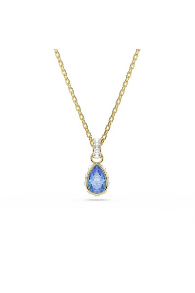 Swarovski Chroma Kolye, Armut kesim, Mavi, 18k altın rengi yüzey