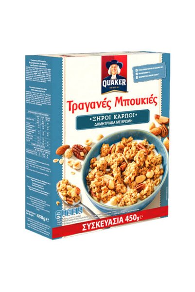 Quaker ΤΡΑΓΑΝΕΣ ΜΠΟΥΚΙΕΣ 450gr. - (ΞΗΡΟΙ ΚΑΡΠΟΙ)