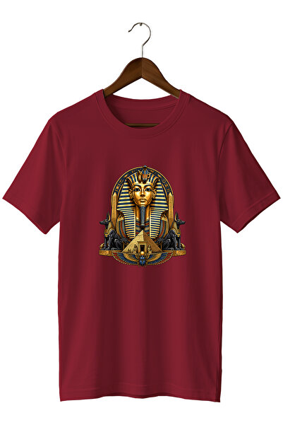 WİDİ Drevni egipatski faraon i Anubis na unisex majici – dizajn piramida i mi...