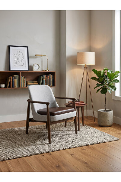Gazzini Furniture Tai İskandinav Ahşap Kolçaklı Berjer