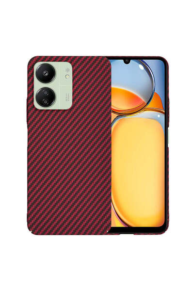 Techsuit Husă pentru Xiaomi Redmi 13C 4G, Carcasă din fibră de carbon, roșu -...