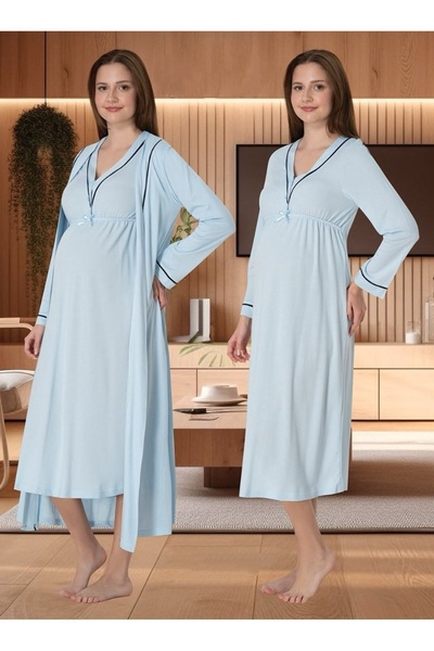 Effortt Dvina Maternity Dressing Gown and Long Sleeve Nightgown - Set of 2 - ...