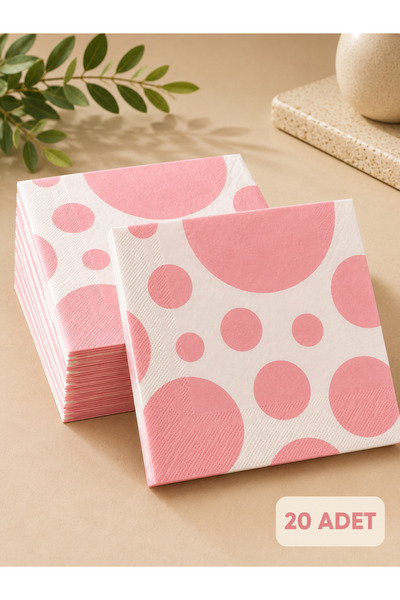essen party Pink White Polka Dot Paper Party Napkins 33X33 cm Double Layer 20...