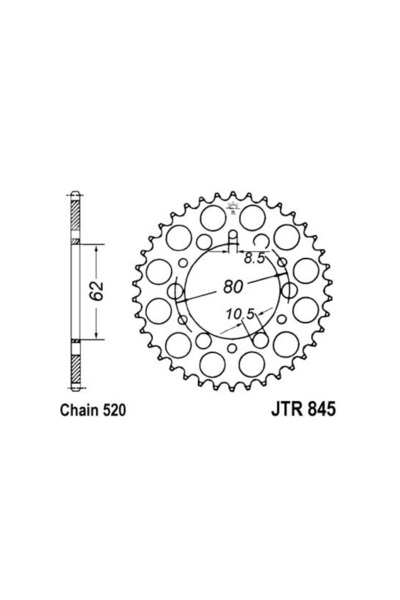 JT Pinion, Roata Dintata Spate Otel Tip Lant: 520 Numar Dinti: 40 Yamaha Dt I...