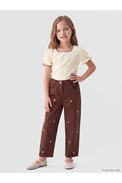 LC Waikiki Lcw Kids Brown Girls Gabardine Trousers