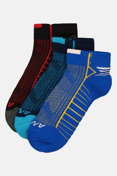 Anta Kids Boy 3 Pairs Stripe Ankle Socks, Multicolor