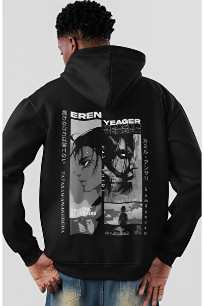 SEVBANO هودي من القطن الممشط مطبوع عليه أنمي Attack On Titan من Eren Yeager ل...