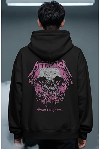 SEVBANO Hanorac premium oversize unisex cu imprimeu pe spate Metallica Rock M...