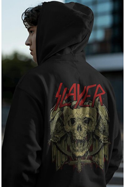 SEVBANO Hanorac premium oversize unisex cu imprimeu pe spate Slayer Rock Meta...