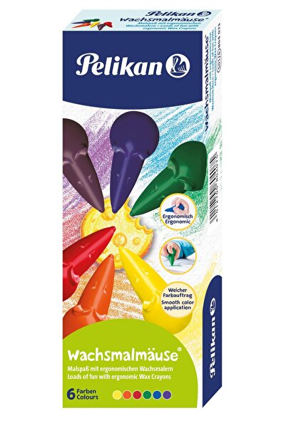 Pelikan Eğlenceli Şekilli 6Lı Mum Boya