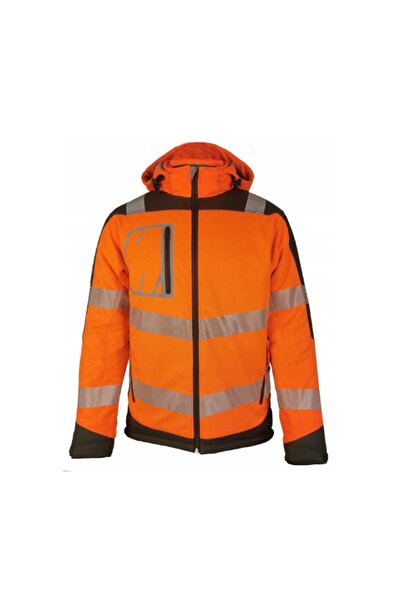 Vizwell VWJK268 Reflektörlü Termal Softshell Mont - Turuncu | EN ISO 20471 Cl...