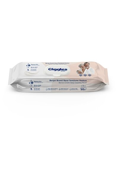 giggles Șervețele umede cu cremă protectoare pentru corp, 50 bucăți