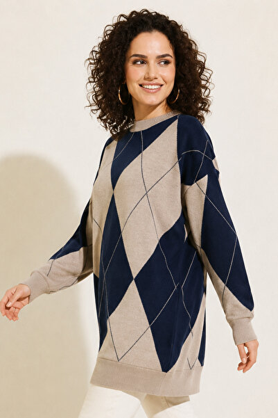 benguen Baklava Patterned Knitwear R7179 Navy Blue