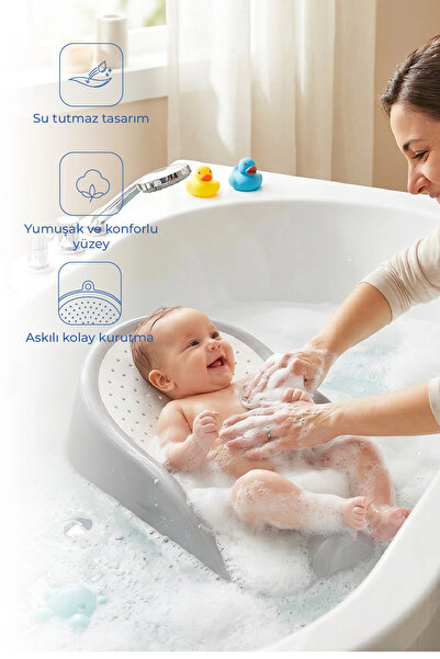 Babyjem Soft Banyo Desteği Bebek Yıkama Yardmcısı Soft Gri