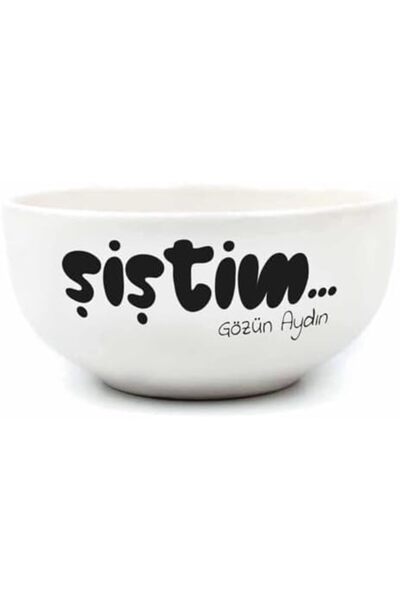 Yıldızan I'M Full... Gözün Aydin Cream Ceramic Bowl - Gift Ceramic Bowl 1302237