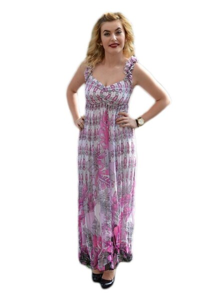 OEM Rochie casual de zi, in nuante calde de roz, cu bretele fronsate