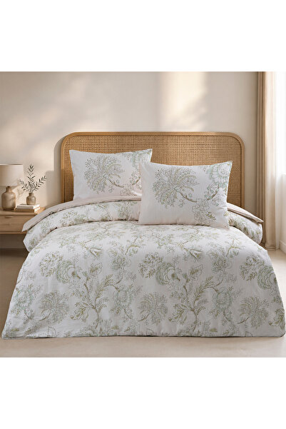 ALTINBAŞAK TEKSTİL Alara Double 100% Cotton Ranforce Duvet Cover Set Light Be...