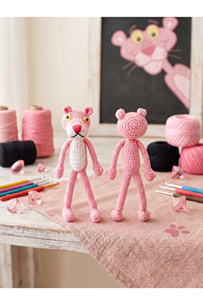 Innovate Store El Yapımı Amigurumi Pembe Panter Örgü Oyuncak Organik Bebek ve...