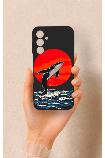 Vip Case حافظة سيليكون بنمط الحوت الأحمر الشمسية متوافقة مع هاتف Redmi 13C